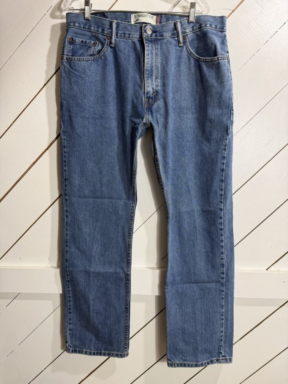 Levi's 505 Straight Fit Jeans Men's 36x34 Blue Denim Zipper Fly
